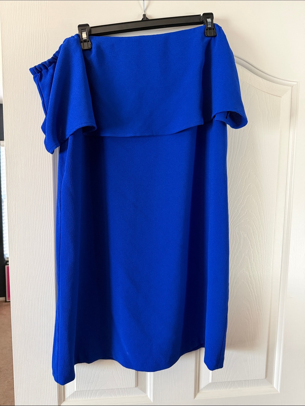 One-Shoulder Cobalt Blue Dress - Women’s Elegant Off-Shoulder Style